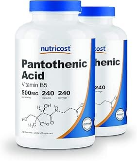 Nutricost Pantothenic Acid (Vitamin B5) 500mg, 240 Capsules (2 Bottles)