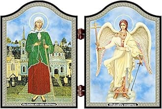 NKlaus 1413 Xenia of St. Petesburg & Guardian Angel Icon Ksenija Peterburgskaja i Angel