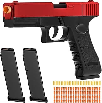 Soft Bullet Toy Gun - Semi-Automatic Mode, Realistic Shell Ejecting Toy Guns, Birthday Gift (Red & Black)