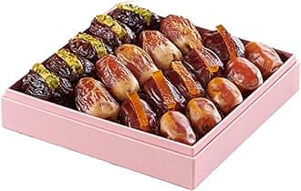 Bateel Pastel Petal Gift Set – Small Assorted Dates | Luxury Collection of Plain & Filled Organic Dates | Elegant Pink Gift Box