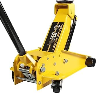 YELLOW JACKET Hydraulic Floor Jack, Quickly Lift Car Jack with Dual Pumps, Heavy Duty Steel Service Jack, 3 Ton (6600 lb) Capacity