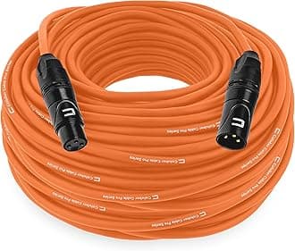 Balanced XLR Cable Male to Female - 150 Feet Orange - Pro 3-Pin Microphone Connector for Powered Speakers, Audio Interface or Mixer for Live Performance & Recording