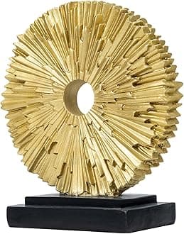 Abstract Statue for Home Decor,Office Desk Sculpture for Men,Creative Round Line Ornament for Bookshelf,Modern Decorative Sculpture,Bedroom,Livngroom,Table(Gold)