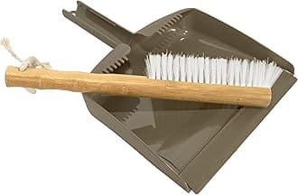 Harper Live.Love.Clean. Snap-Together Bamboo Counter Brush & Resin Dust Pan Set for Cleaning Dust, Pet Hair & Fine Dry Dirt