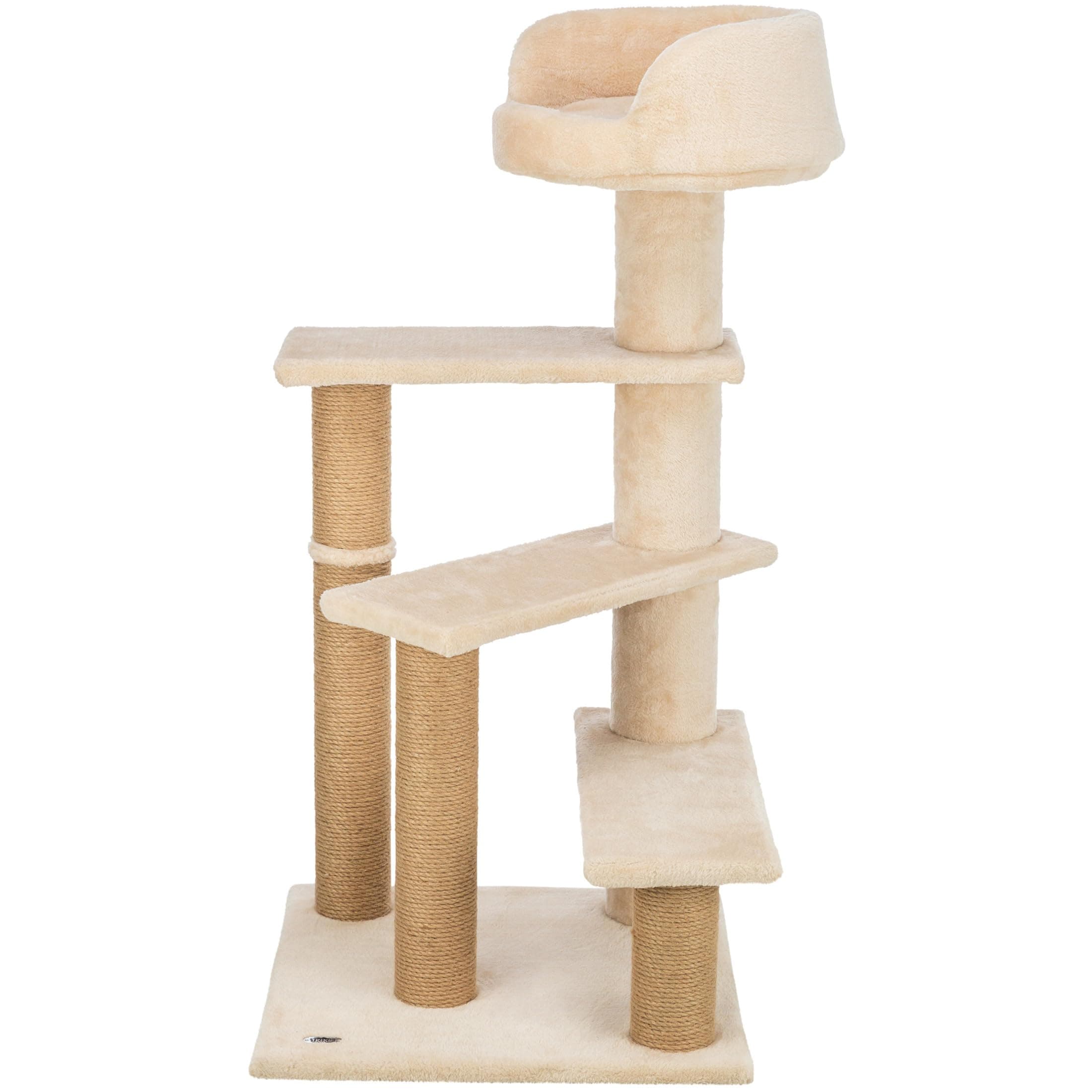 Tulia Senior Cat Tower – Cat Tree with Jute Wrapped Posts, Step-Style Platforms & Padded Top Bed – Comfortable Cat Furniture for Senior Indoor Cats – Beige, 20.1" x 20.1" x 40.2"