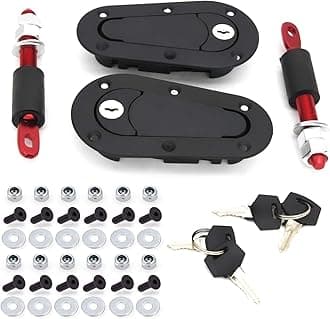 TIOIT Flush Hood Latch and Pin Kit - Blackï¼Å’Universal Racing Car Hood Pin Engine Bonnet Latch Lock Kit