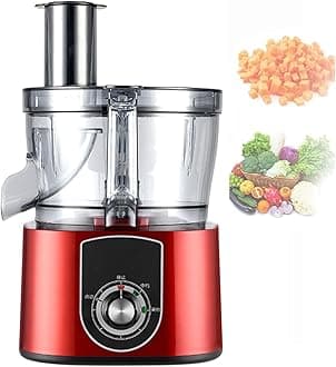 Food Chopper Dicer, Commercial Vegetable Chopper Electric, 2 Speed Chopper with Non-Slip Base, 5L Capacity Glass Bowl, Food Processor Suitable for Vegetable, Fruit,Red