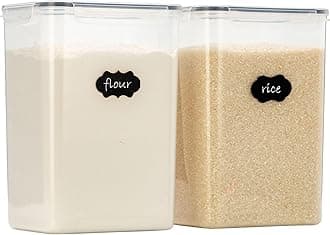 Airtight Food Storage Containers with Measuring Cups, Set of 2, 9.5L, 320Oz, Spacious, Leakproof Design Pantry Canisters for Flour, Sugar, and Bulk Food Storage - Transparent