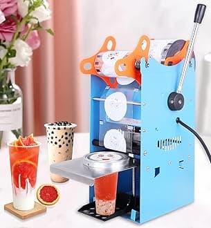 YJINGRUI Milk Tea Cup Sealing Machine Bubble Tea Cup Sealer for Diameter Cup 220V (Sealing Machine)