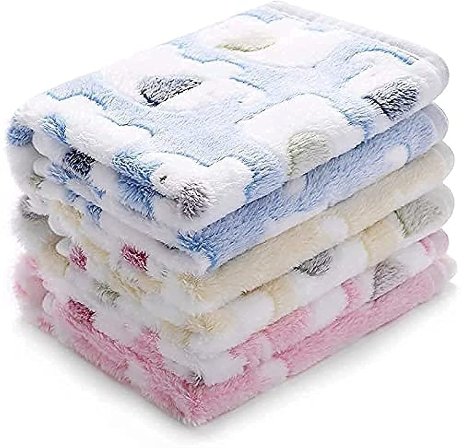3 Blankets Super Soft Fluffy Premium Cute Elephant Pattern Pet Blanket Flannel Throw for Dog Puppy Cat