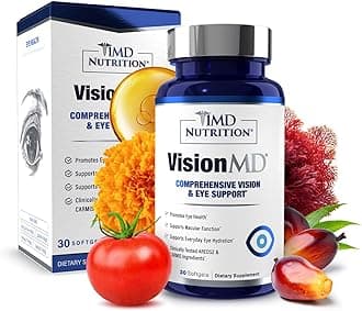 VisionMD Eye Vitamin CARMIS - Eye Supplement for Adults - with OptiLut Lutein & Zeaxanthin - Supports Vision Health Care, Everyday Eye Strain, & Occasional Dry Eye - 30 Softgels