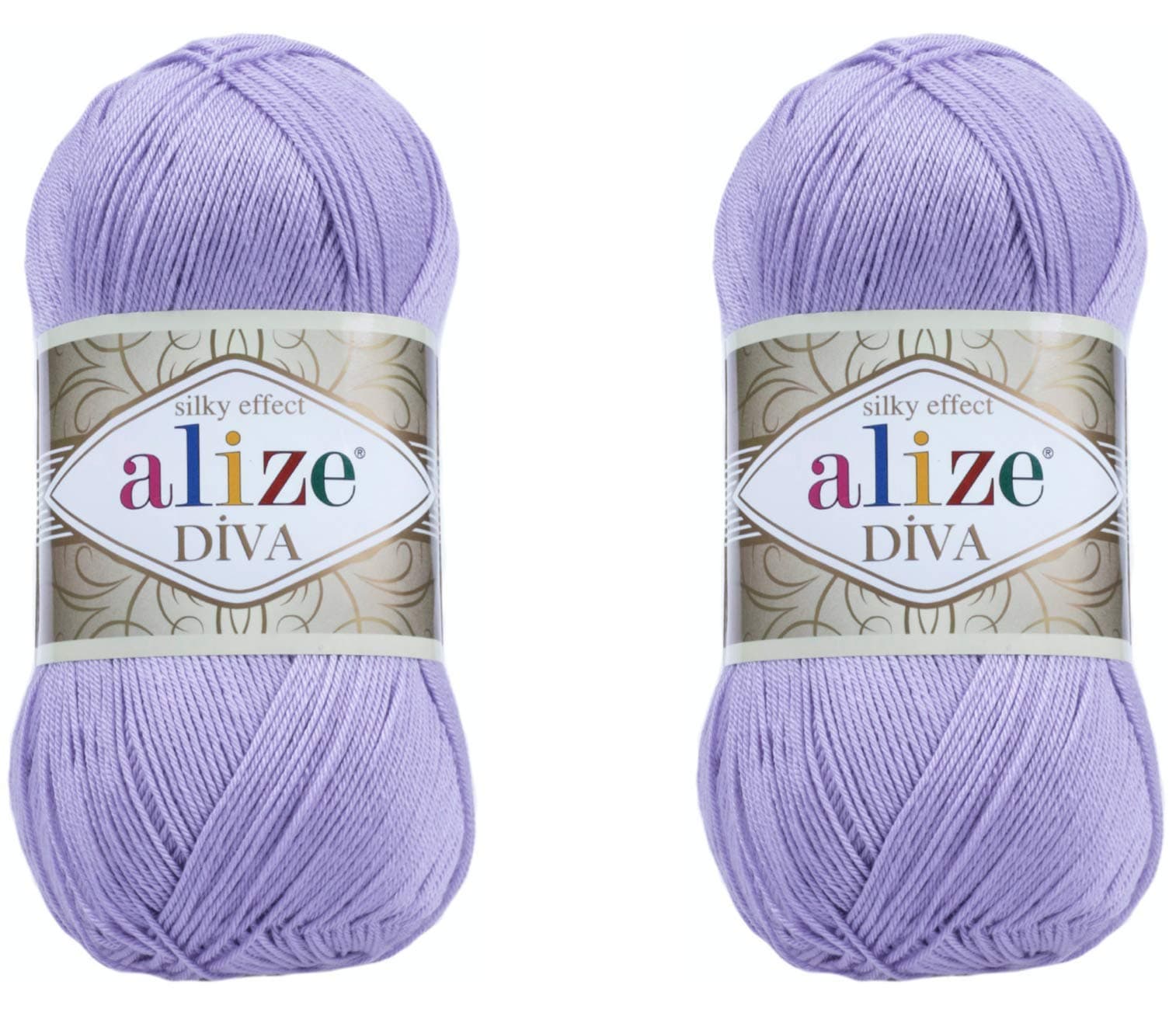 Alize Diva Microfiber Acrylic Yarn - Silk Effect Thread, Crochet & Lace Craft - Lavender, 2 Skeins, 200gr, 767 yds