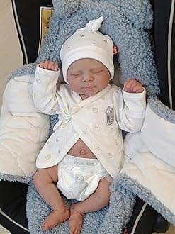 Zero Pam 45 CM Real Life Reborn Baby Dolls Boy Eyes Closed with Realistic Veins, 18 Inch Lifelike Poseable Anatomically Correct Newborn Sleeping Silicone Baby Dolls Full Body Soft Vinyl for Kids