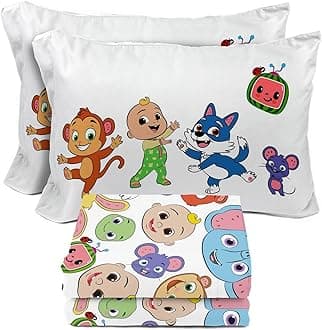 CoComelon Full Size Sheeet Set - 4 Piece Kids Animals Bedding Set Includes Pillow Cover - Super Soft Microfiber Sheets