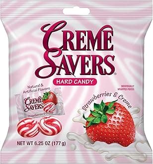 Creme Savers Strawberries and Creme Hard Candy | The Taste of Fresh Strawberries Swirled in Rich Cream | The Original Classic Brought To You By Iconic Candy | 6.25oz Bag