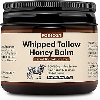 Beef Tallow for Skin, 100% Grass-Fed Whipped Beef Tallow Honey Balm for Face and Body, Tallow Face Moisturizer with Jojoba Oil, Shea Butter for Sensitive, Dry Skin - 2 oz