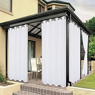 BONZER Outdoor Curtains for Patio Waterproof Thick Privacy Grommet Light Filtering Outside Curtains for Porch Pergola Gazebo Deck, 1 Panel, 84W x 84L inch, White