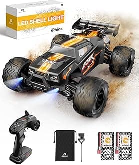 DEERCRemote Control Car 1:14, 4WD RC Car 25 MPH with LED Light, 2 Battery 40 Minutes Running Time, 2.4 GHz Remote Control Offroad Truggy Toy Gift for Adults and Kids (9000E)