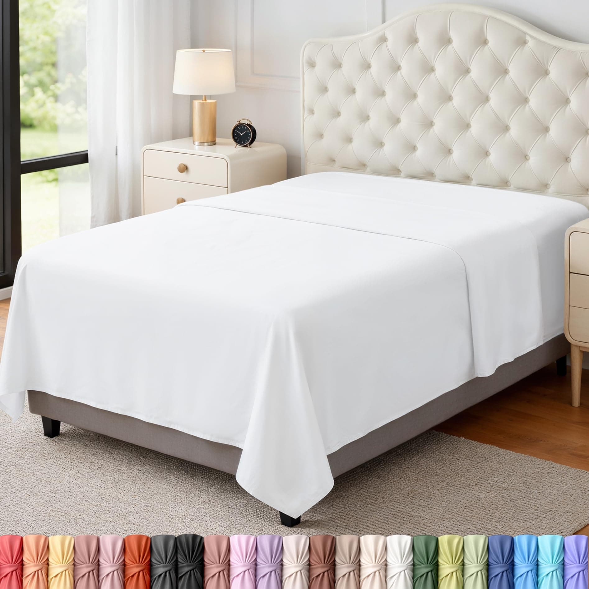 Flat Sheet - 1 Pack (Twin, White) - Soft Brushed Microfiber Fabric - Shrinkage & Fade Resistant Top Sheet - Easy Care Bed Sheet