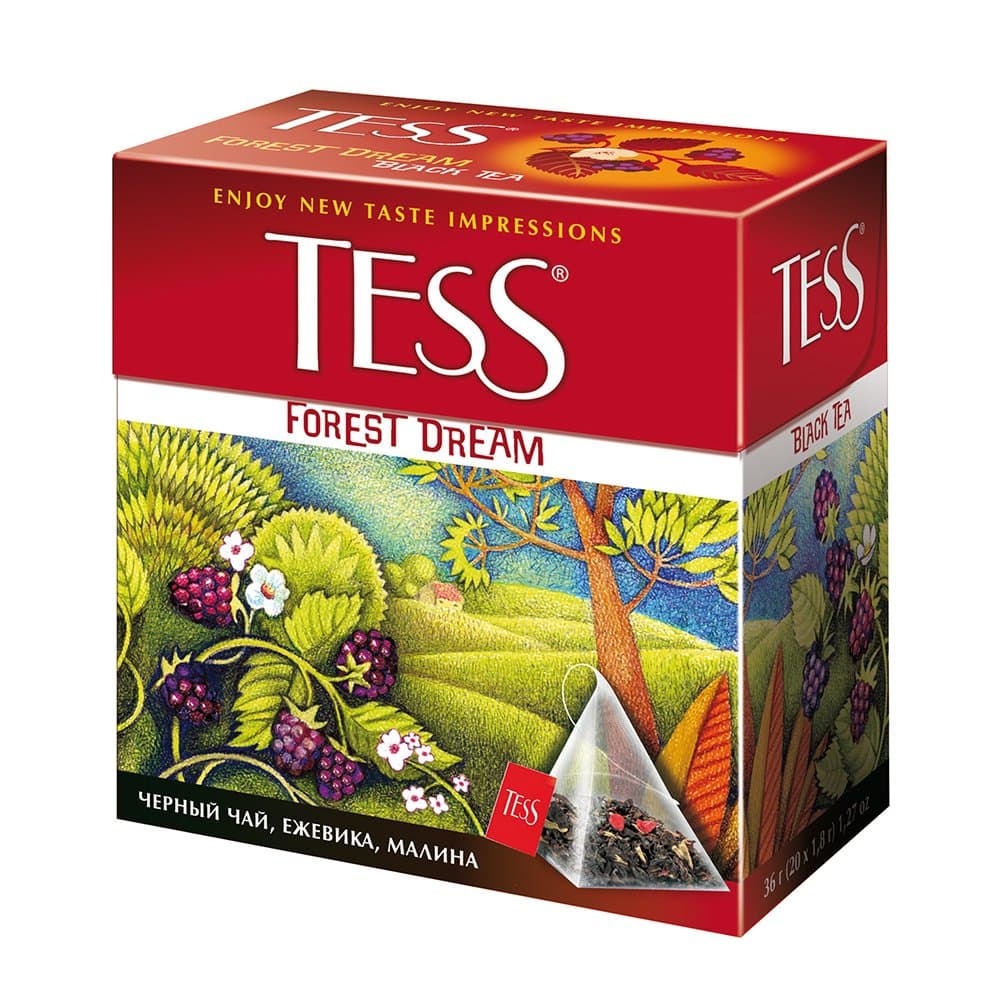 Tess Forest Dream Black Tea Aromatic Black Tea Blend, 20 Pyramid Tea Bags, 1.8g Each