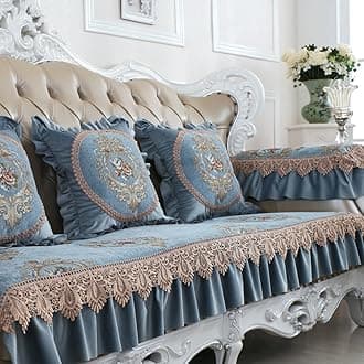 Chenille slipcover sofa,European-style sofa cushion Luxury Anti-slip Four seasons Couch covers Sofa covers for living room-A 1818inchpillow case