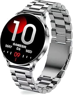 GameSir Evo Vista Premium Smartwatch 1.39" Round Display with Stainless Metal Strep, Bluetooth Calling & Health Monitoring, Multi Sports Modes, Voice Assistant, Waterproof for Men’s & Women’s(Silver)