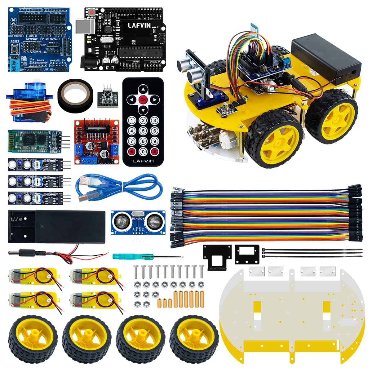 Smart Robot Car Kit Include Ultrasonic Sensor,R3 Board Compatible with Arduino IDE with Tutorial