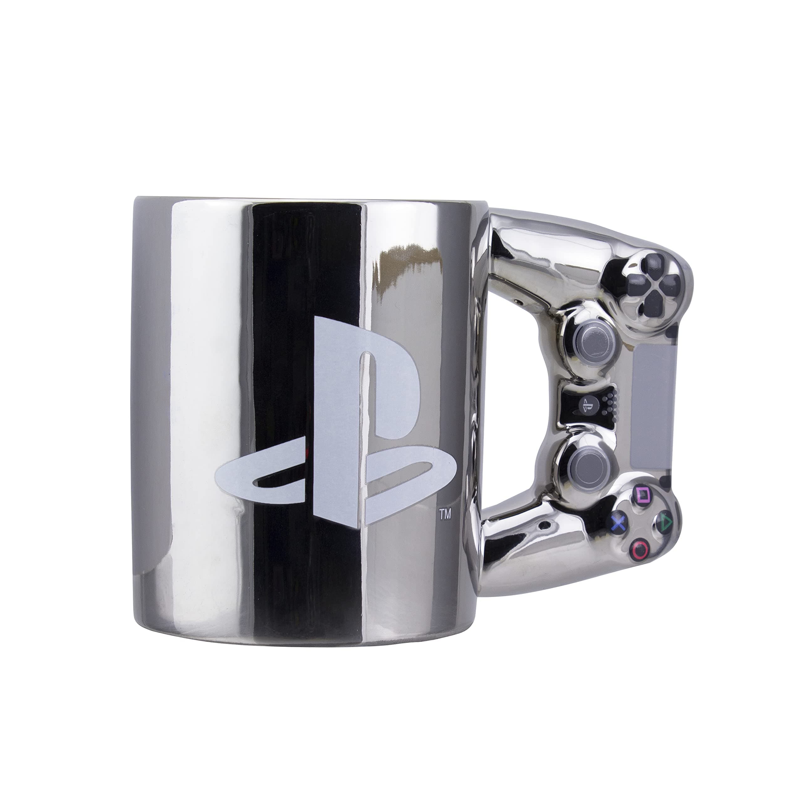 PlayStation Paladone DS4 Silver Controller Mug, Ceramic Coffee Mug for Gamers, 550 ml, Multicolored, PP9388PS
