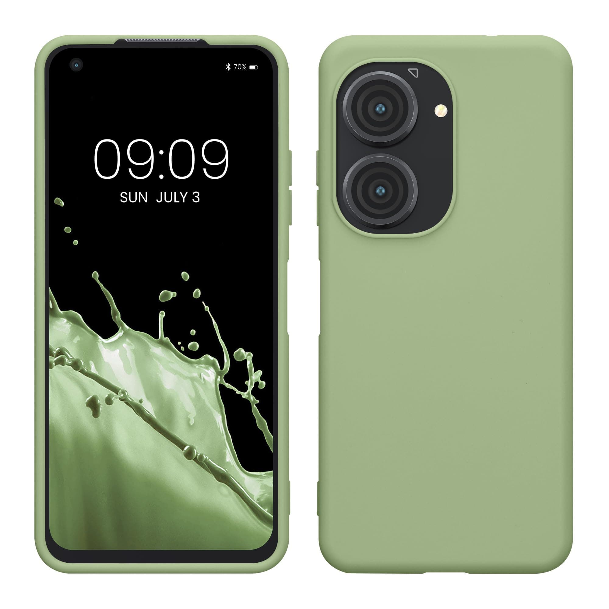 kwmobile Case Compatible with ASUS Zenfone 10 / Zenfone 9 Case - Soft Slim Protective TPU Silicone Cover - Light Green