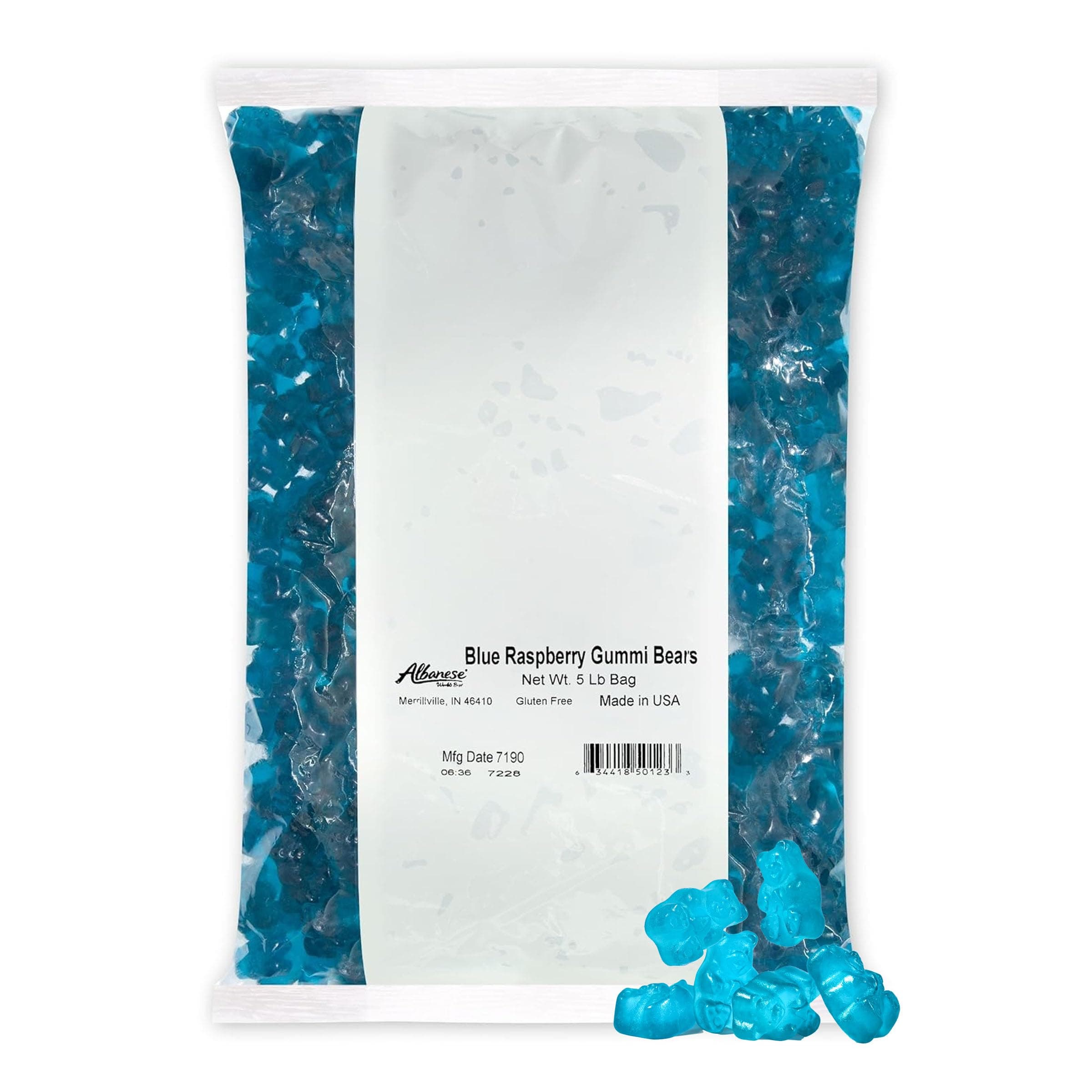 Albanese Candy, Blue Raspberry Gummi Bears, 5-pound Bag