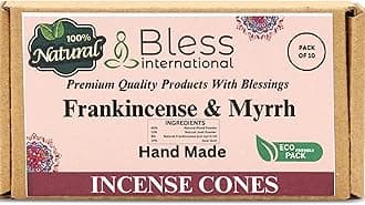Bless International Frankincense-and-Myrrh 100%-Natural-Incense-Cones Handmade-Hand-Dipped Organic-Chemicals-Free for-Purification-Relaxation-Positivity-Yoga-Meditation The-Best-scents (10 Count)