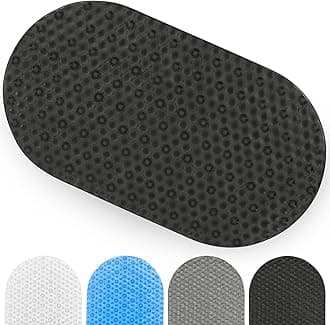 Vive Oval Bathtub Mat - Nonslip Shower Floor Pad - Non-Slip and Non-Skid for Bath Tub with Strong Rubber Suction Cup Grip - for Baby, Elderly, Kids, Bathroom (Black)