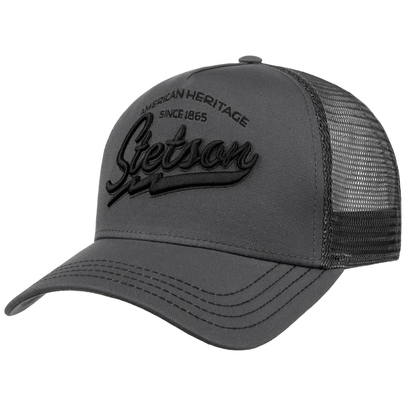 Stetson Since 1865 Trucker Cap One Size (ca. 56-60 cm) Herren - Schirm & Front aus 100% Baumwolle - Größenverstellbar - Meshcap mit Netzeinsatz - Schirmlänge 7 cm - Sommer/Winter