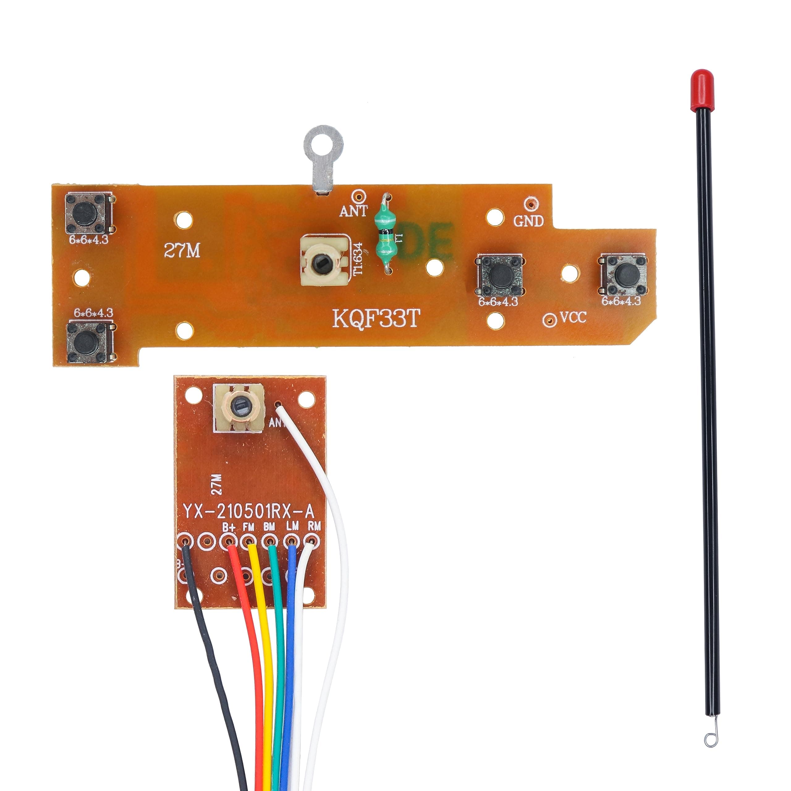 Electronic Spices 4CH RC remote control 27MHz circuit PCB transmitter & receiver board with antenna Radio system for toy car