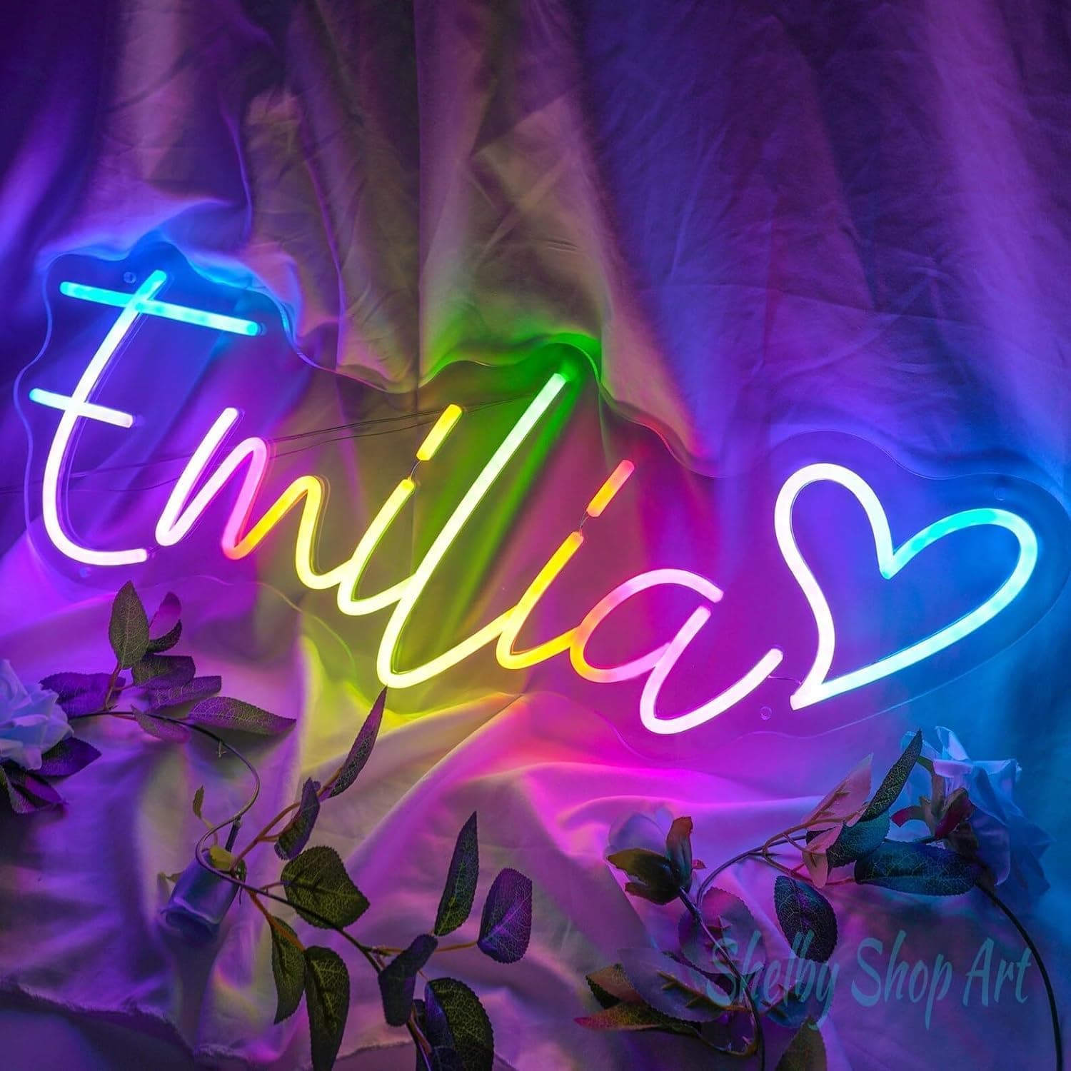 Custom Name Neon Sign Board Decorative All Personalized Options (8 Letters (8 X 20))