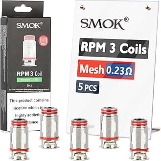 RPM 3 Meshed 0.23ohm Replacement Coil (Pack of 5), Press Fit Coil Installation, Easy to Replace, Mesh Technology, 2ml Cartridge, NO Nicotine