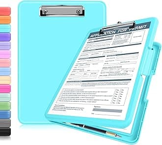 ANZNKU Clipboard with Storage, 13x9.6 Nursing Clipboard Foldable, Storage Clipboards with Pen Holder, Letter Size Clip Board Folder for Teacher Nurse Work, School & Office Supplies(Mint Blue)