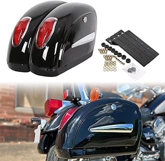 Motorcycle Saddlebags W/Lock & Lights 36L Pair Compatible with Honda Yamaha Harley Sporster Softail Suzuki Kawasaki vulcan Universal Hard Saddle Bags Trunk Luggage w/Mounting Brackets Black