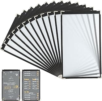 12PCS 8.5 x 14 Inch Menu Covers Single Page 2 View, Transparent Restaurant Menu Holder for Restaurant Bar Cafe (Black)