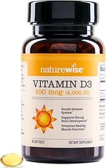 NatureWise Vitamin D3 4000iu (100 mcg) Healthy Muscle Function, and Immune Support, Non-GMO, Gluten Free in Cold-Pressed Olive Oil, Packaging Vary (Mini Softgel), 90 Count