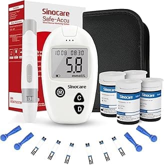 Safe Accu Blood Sugar Monitor, Blood Sugar Test Kit 100 Strips & 100 Lans., Blood Glucose Monitors, Diabetes Testing Kit for UK Home Use, No Coding Glucometer in mmol/L