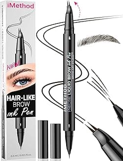 iMethod Curved Eyebrow Pen - Eyebrow Pencil, Brow Pencil 2-in-1 Dual-Ended Microblading Eyebrow Pen with Micro-Fork-Tip and Precise Brush-Tip Create Natural Hair-Like Brows, Last All-Day, Black Brown