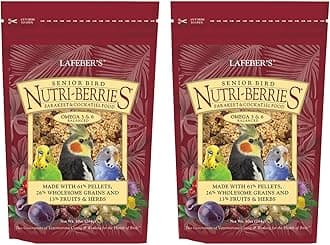LAFEBER'SSenior Bird Nutri-Berries Pet Bird Food, Made with Non-GMO and Human-Grade Ingredients, for Parakeets & Cockatiels (10 oz Pack of 2)