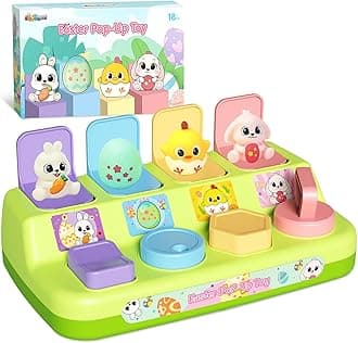 Easter Pop Up Toys for Toddlers, Toddler Toys for Easter Bakset Stuffers, Early Educational Toys, Interactive Pop Up Easter Toys, Easter Toddler Toys for Boys and Girls Age 18+ Months