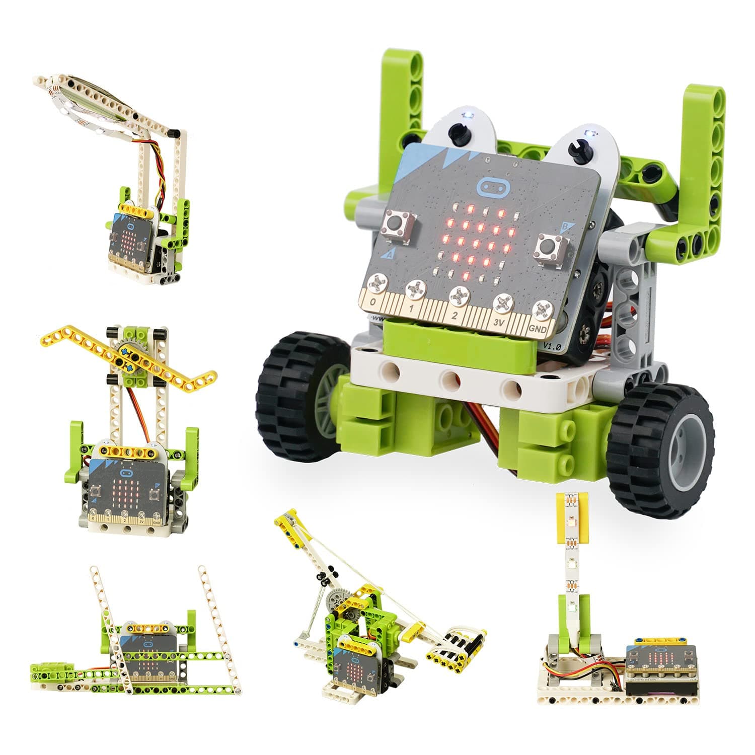 ELECFREAKS microbit Ring:bit 6-in-1 Building Bricks Kit, Programmable STEM Educational Learning Kit with 200+ Building Blocks(Without Micro:bit)