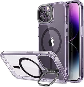 ESR for iPhone 14 Pro Case, Compatible with MagSafe, Built-in Camera Ring Stand, Military-Grade Protection, Magnetic Phone Case for iPhone 14 Pro, Classic Kickstand Case (HaloLock), Clear Purple