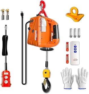 3 in 1 Electric Hoist Winch, 1540lbs Portable Electric Power Winch with Wire and Wireless Remote Control, 120V Electric Hoist Crane, Overload Protection 25ft Lifting Height for Towing