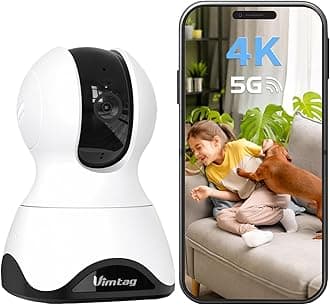 VIMTAG 4K UHD Pet Camera Indoor with Phone App, 360° Dog Camera with Speaker, Indoor Cameras for Home Security, 5G/2.4G WiFi, Motion Tracking&AI Detection, 2-Way Audio, Night Vision, SD/Cloud Storage