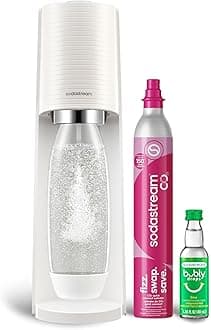 Terra Sparkling Water Maker (White) with CO2, DWS Bottle and Bubly Drop