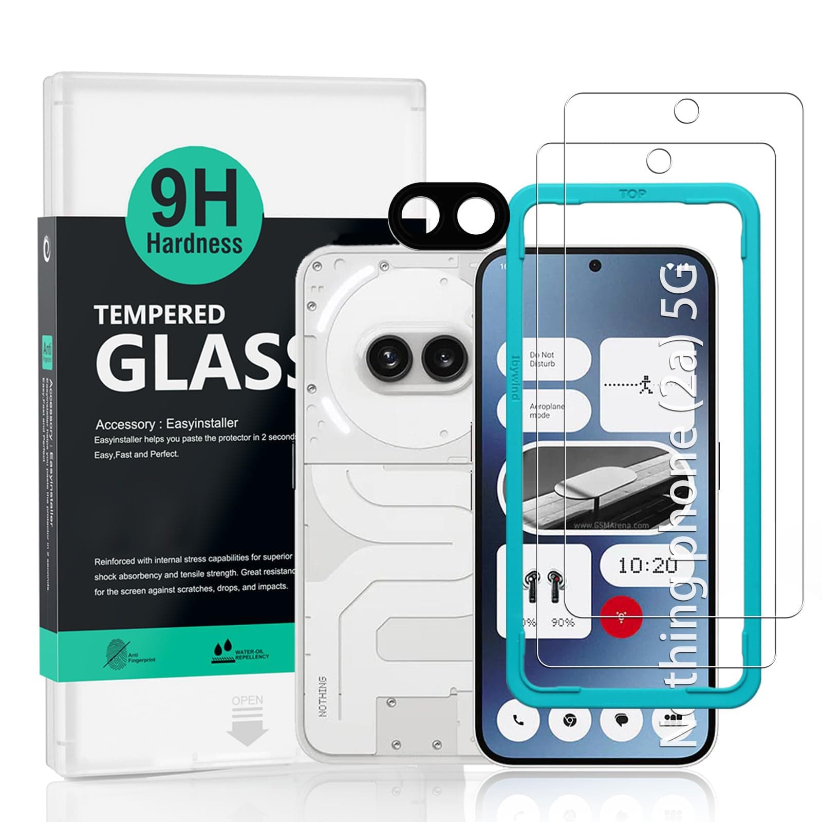 Ibywind 2 Pack Screen Protector For Nothing Phone (2a) 5G/Phone (2a) Plus 5G 6.7",9H Hardness Tempered Glass,With 1Pc Camera Lens Protector,Easy to Install